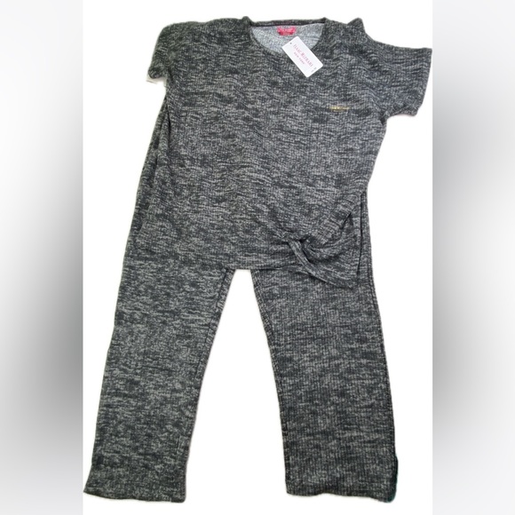 NWT Isaac Mizrahi Lounge pajamas set grey black pants and short sleeve top - Picture 7 of 16